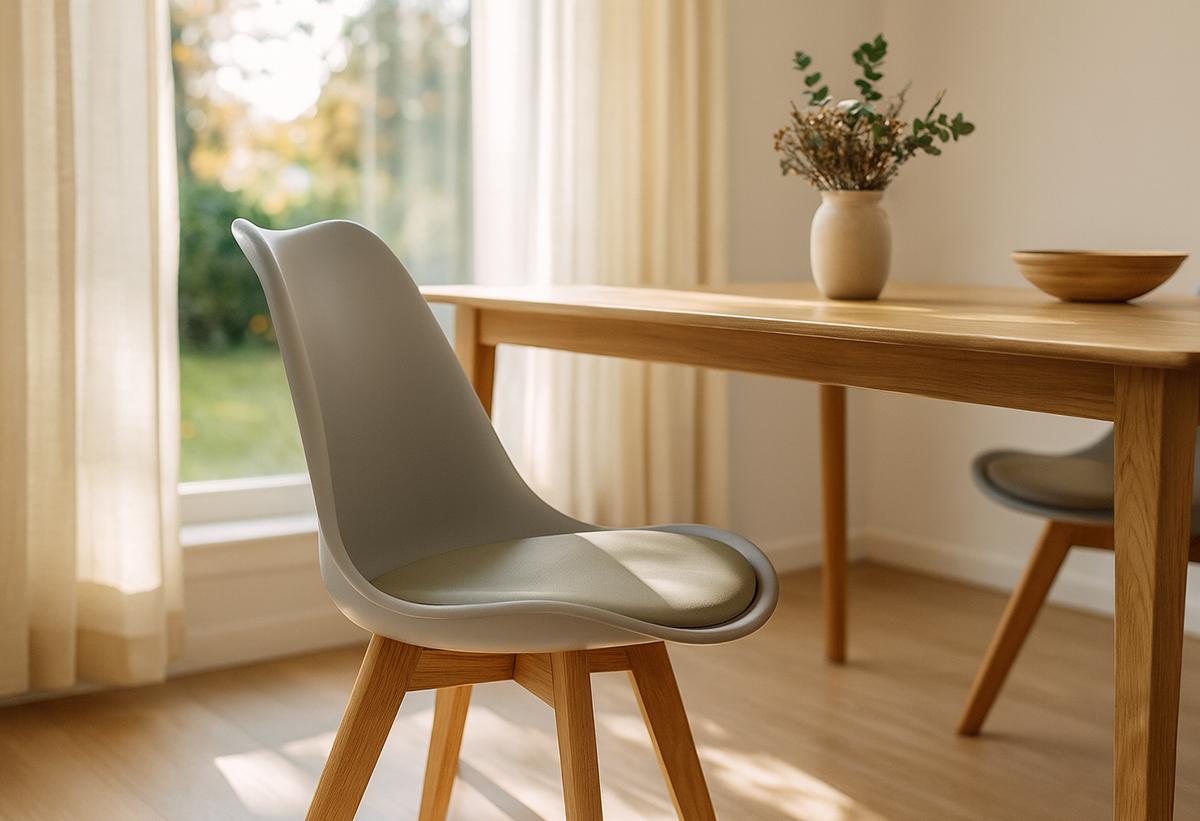 Απεικονίζεται μια τραπεζαρία με καρέκλες Casa.